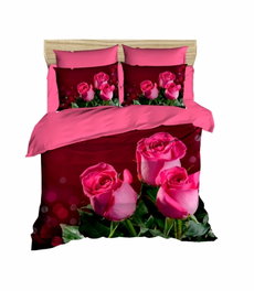 L'essentiel linge de maison Juego de funda de edredón doble Rojo, Rosa y Verde